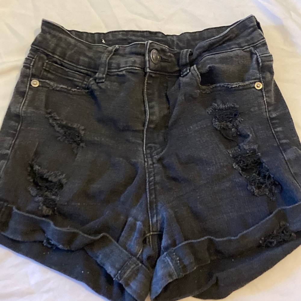 black jean shorts